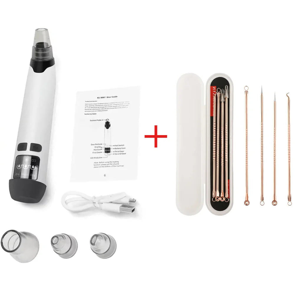 Blackhead Remover Vacuum Suction USB Rechargeable Facial Pore Cleaner Spot Acne Pimple Black Head Deep Extractor Skin Care Kit