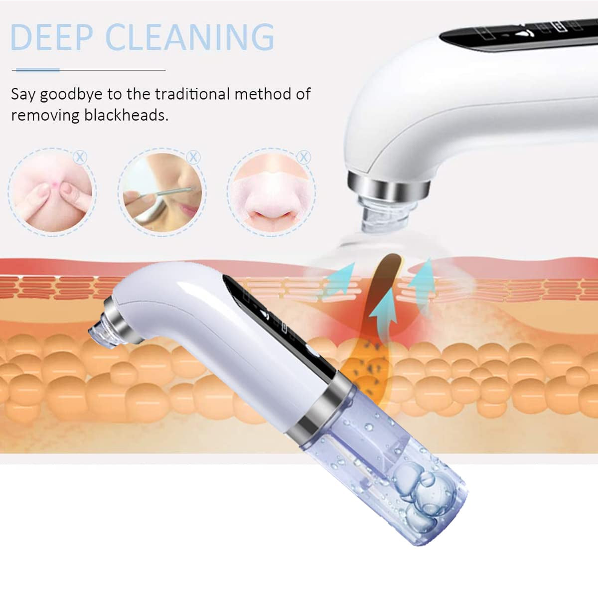 Blackhead Remover Pore Vacuum,Upgraded Facial Pore Cleaner,Electric Acne Comedone Whitehead Extractor Tool-3 Suction Power,6 Probes,Usb Rechargeable Blackhead Vacuum Kit for Women & Men