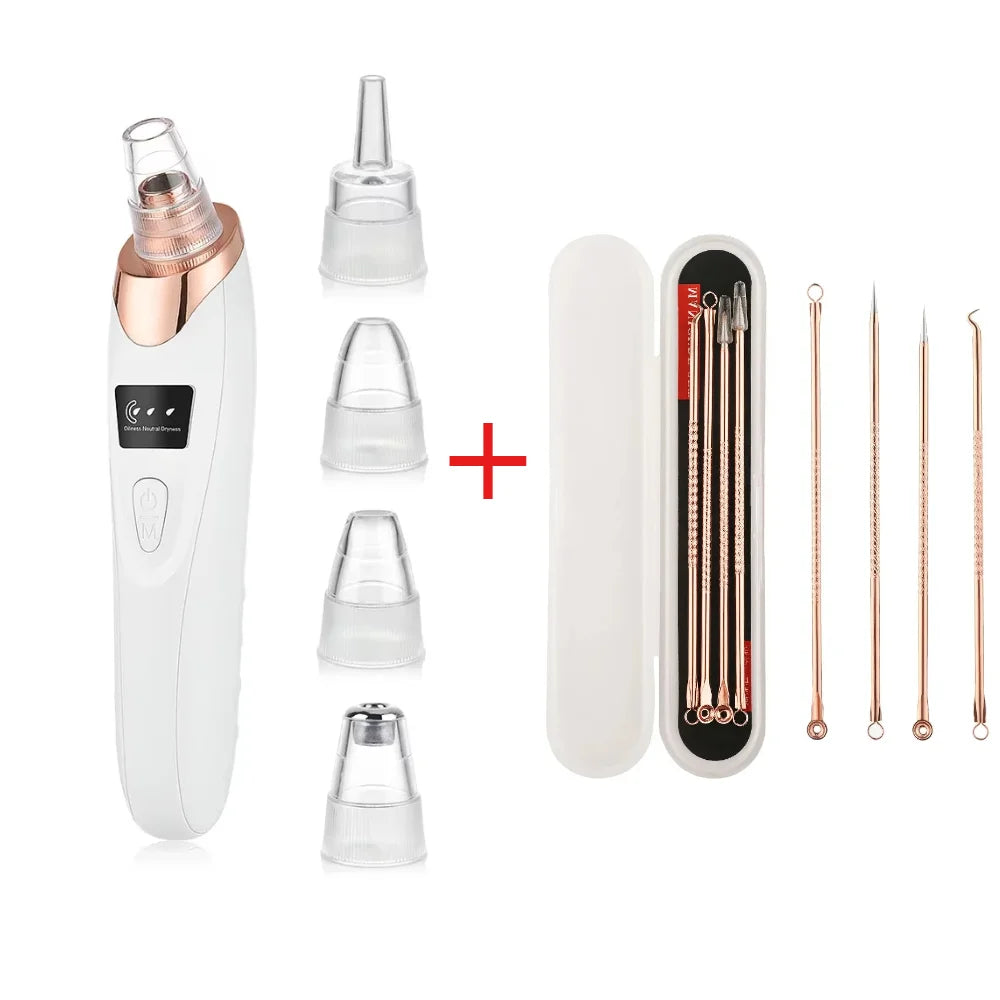 Blackhead Remover Vacuum Suction USB Rechargeable Facial Pore Cleaner Spot Acne Pimple Black Head Deep Extractor Skin Care Kit