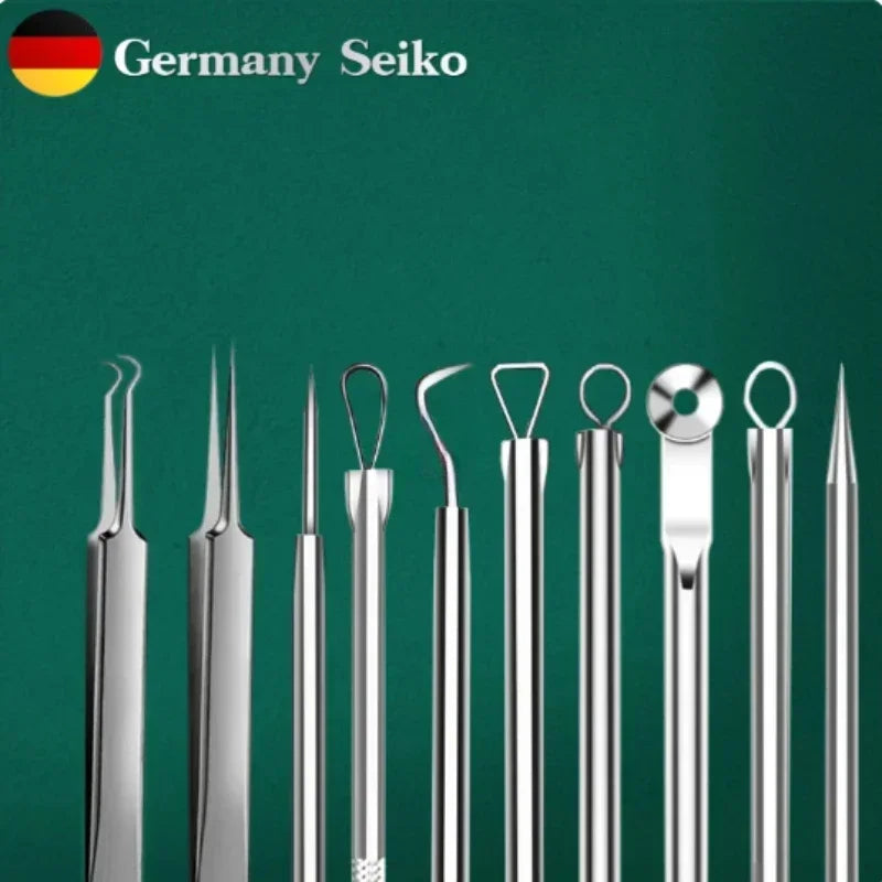 11-Piece Acne & Blackhead Remover Kit – Ultra-Fine Tweezers, Extractor Tools & Facial Cleaning Needles